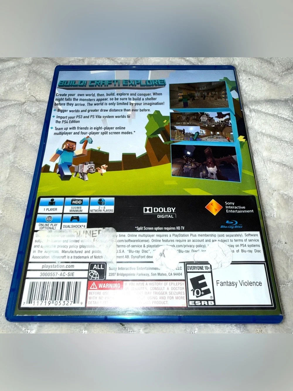 Minecraft PlayStation 4 Edition PS4 Complete but no manual, Tested Authentic